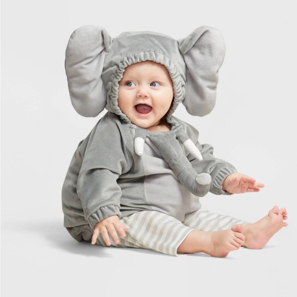 HYDE & EEK ELEPHANT COSTUME Infant Plush Gray Elephant Hoodie - Size 0-6 Months‎